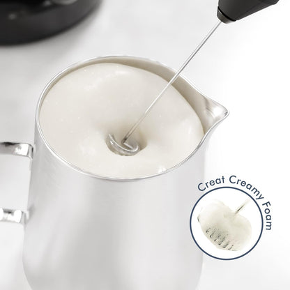 Powerful Milk Frother Handheld Foam Maker, Mini Whisk Drink Mixer for Coffee, Cappuccino, Latte, Matcha, Hot Chocolate, With Stand, Light Purple