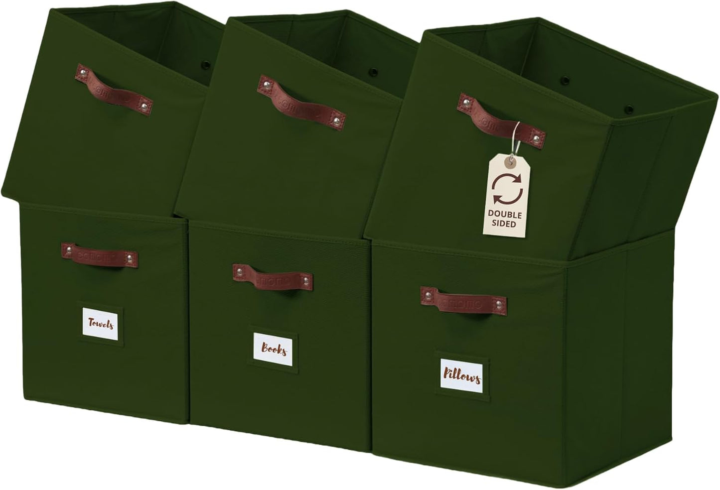 DECOMOMO Cube Storage Bin, Storage Cubes with Labels, Baskets for Shelves Kallax Linen Closet Organizers (Cube 10.5x11"/ 6pcs, Black)