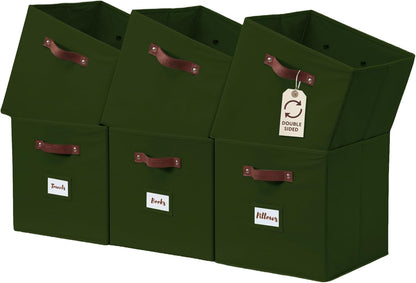 DECOMOMO Cube Storage Bin, Storage Cubes with Labels, Baskets for Shelves Kallax Linen Closet Organizers (Cube 10.5x11"/ 6pcs, Black)