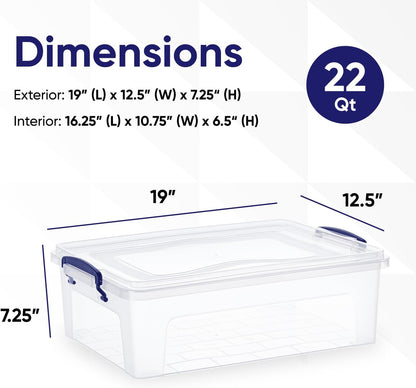 Superio Storage Bins with Lids- 3 Pack, 1.85 Qt Clear Boxes for Organizing, Stackable Plastic Containers- BPA Free, Non-Toxic, Odor Free, Organizer for Home, Office, Dorm