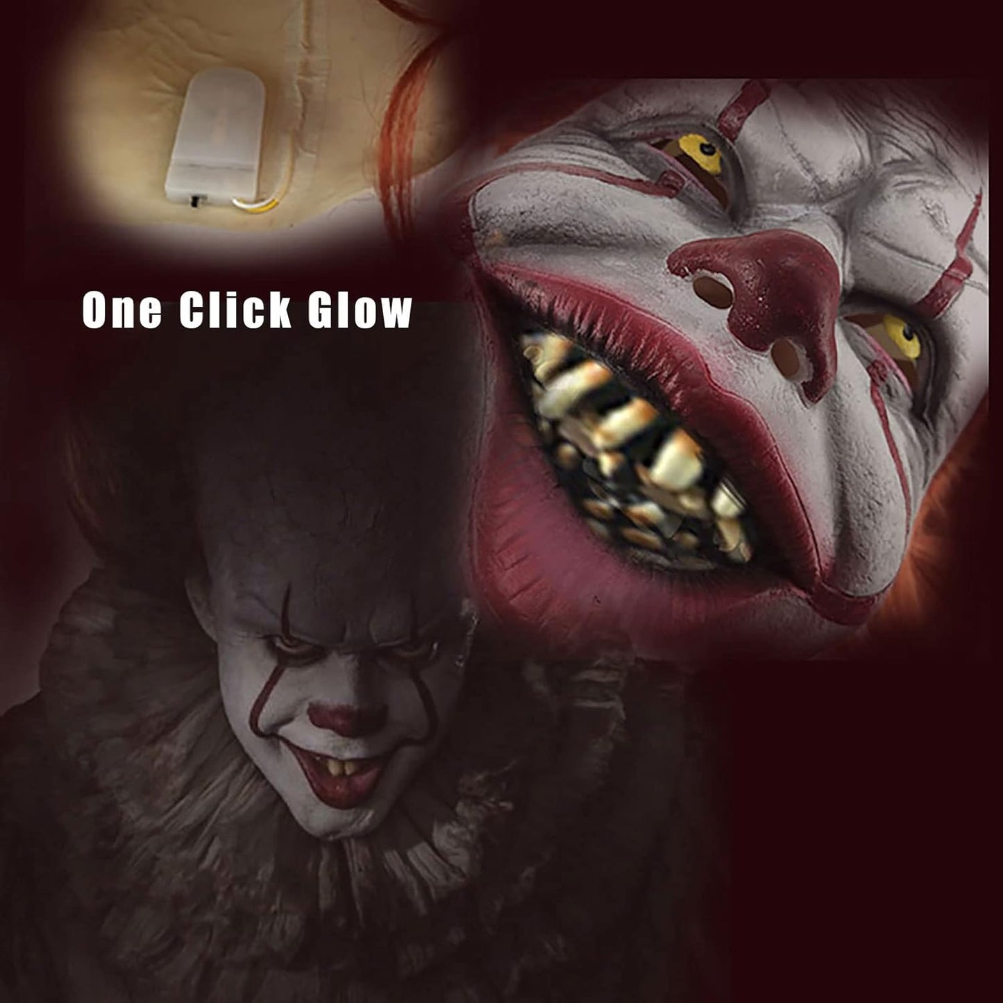 Halloween Clown Masks, Glowing Clown Mask Light Up, Festival Costume Cosplay Decoration Prop for Adults