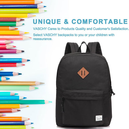 School Backpack for Kids, VASCHY Lightweight Water Resistant Casual Schoolbag Daypack for Men Women Teen Boys Girl Bookbag