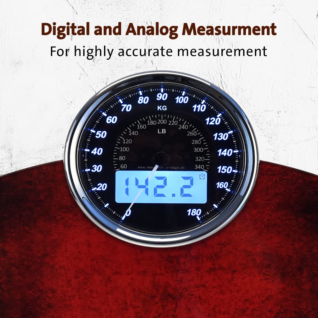EILISON Highly Advance 2-in-1 Digital & Analog Weighing Scale for Body Weight-400lbs, 4 High Precison GX Sensor Accurate, Thick Tempered Glass, Extra Large Display (White)
