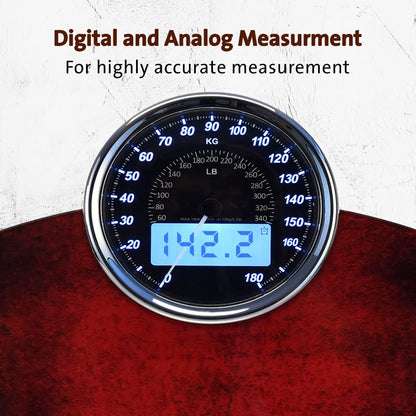 EILISON Highly Advance 2-in-1 Digital & Analog Weighing Scale for Body Weight-400lbs, 4 High Precison GX Sensor Accurate, Thick Tempered Glass, Extra Large Display (White)