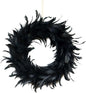 IKEEYUIS Spooky Black Feather Wreath Halloween Cocktail Front Door Hanging Garland Decor