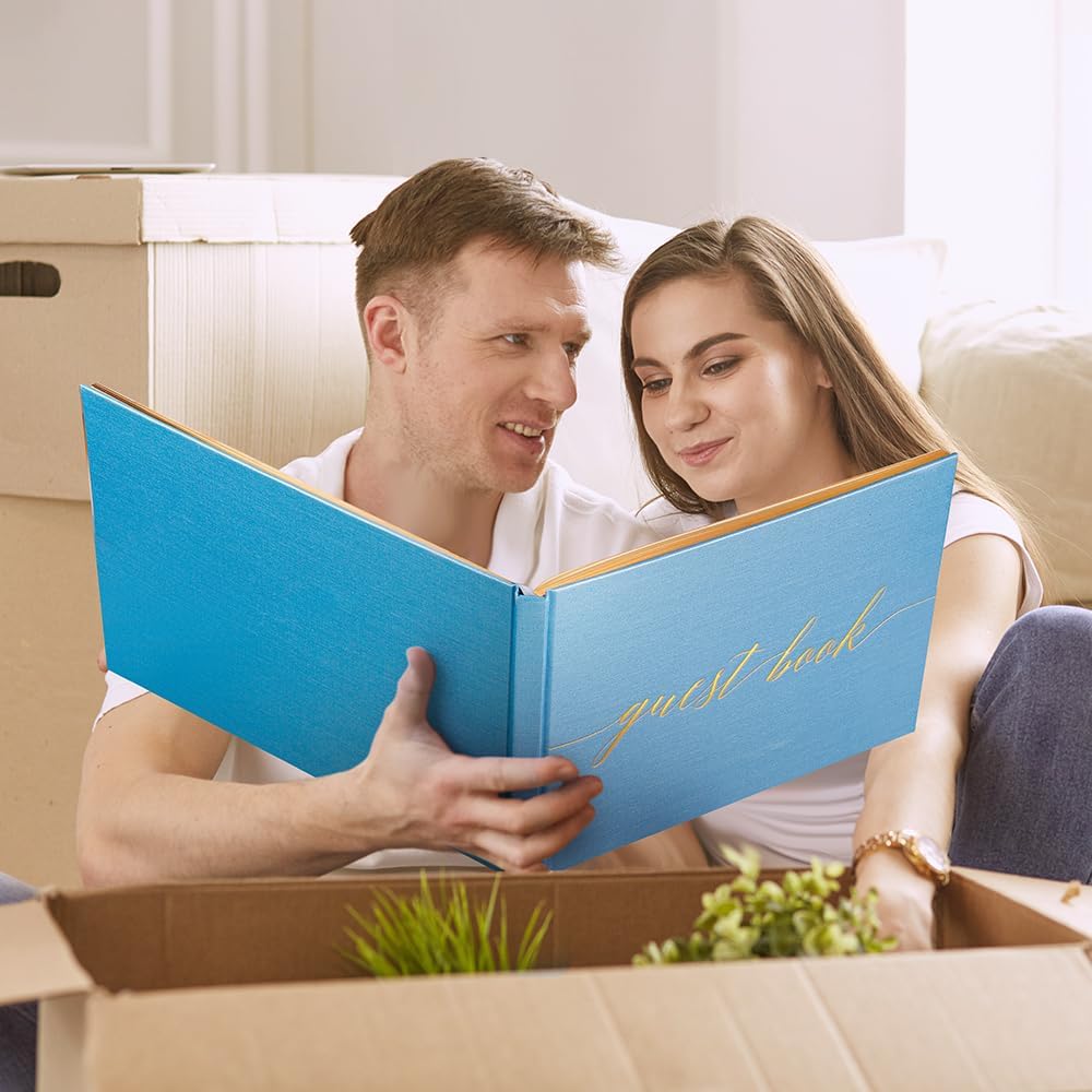 Wedding Guest Book,10 * 8in Guest Book for Wedding Receptions, Baby Shower, Funeral, Birthdays, and Celebration Events, 100Pages Polaroid Guest Book Wedding Decorations 2 Stickers and a Pen