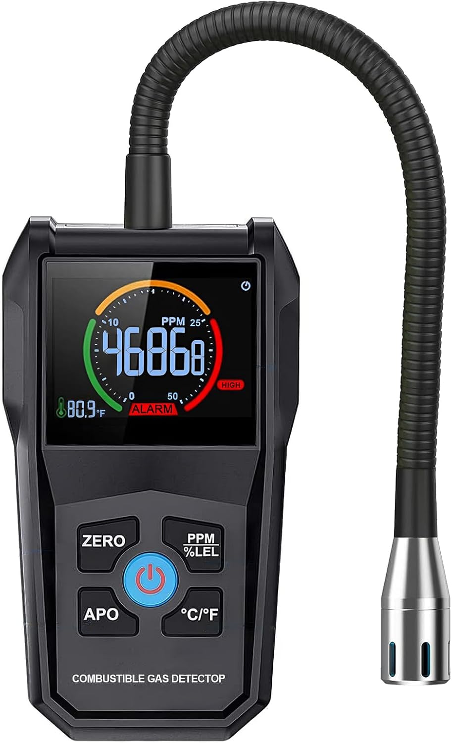 Gas Leak Detector, Portable Combustible Gas Detector, Gas Sniffer for Flammable Natural Gas Acetone Propane Benzene Ethanol Gasoline Methane LPG in RV or Home, 9999 PPM 20% LEL with LCD Color Display
