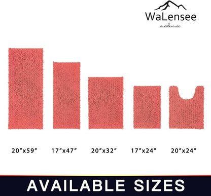 Walensee Bathroom Rug Non Slip Bath Mat (24x17 Inch Blush) Water Absorbent Super Soft Shaggy Chenille Machine Washable Dry Extra Thick Perfect Absorbant Best Small Plush Carpet for Shower Floor