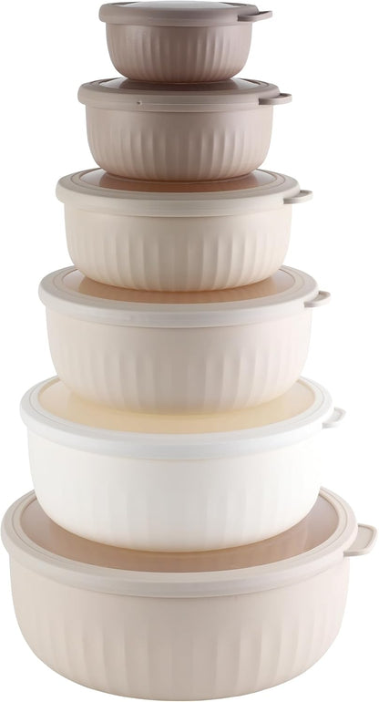 COOK WITH COLOR Prep Bowls with Lids- 8 Piece Nesting Plastic Small Mixing Bowl Set with Lids (Teal Ombre)