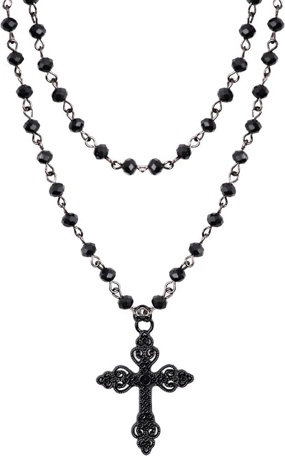 Sacina Gothic Cross Necklace, Cross Choker, Goth Jewelry Gift for Women