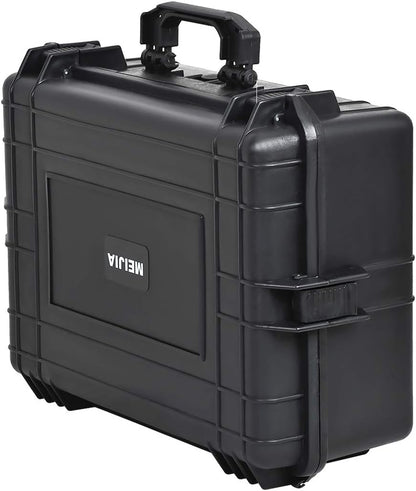MEIJIA Portable Waterproof Protective Hard Case,Camera Case with Customizable Fit Foam Inserted, Elegant Black (9.17"x 7.56"x4.33")