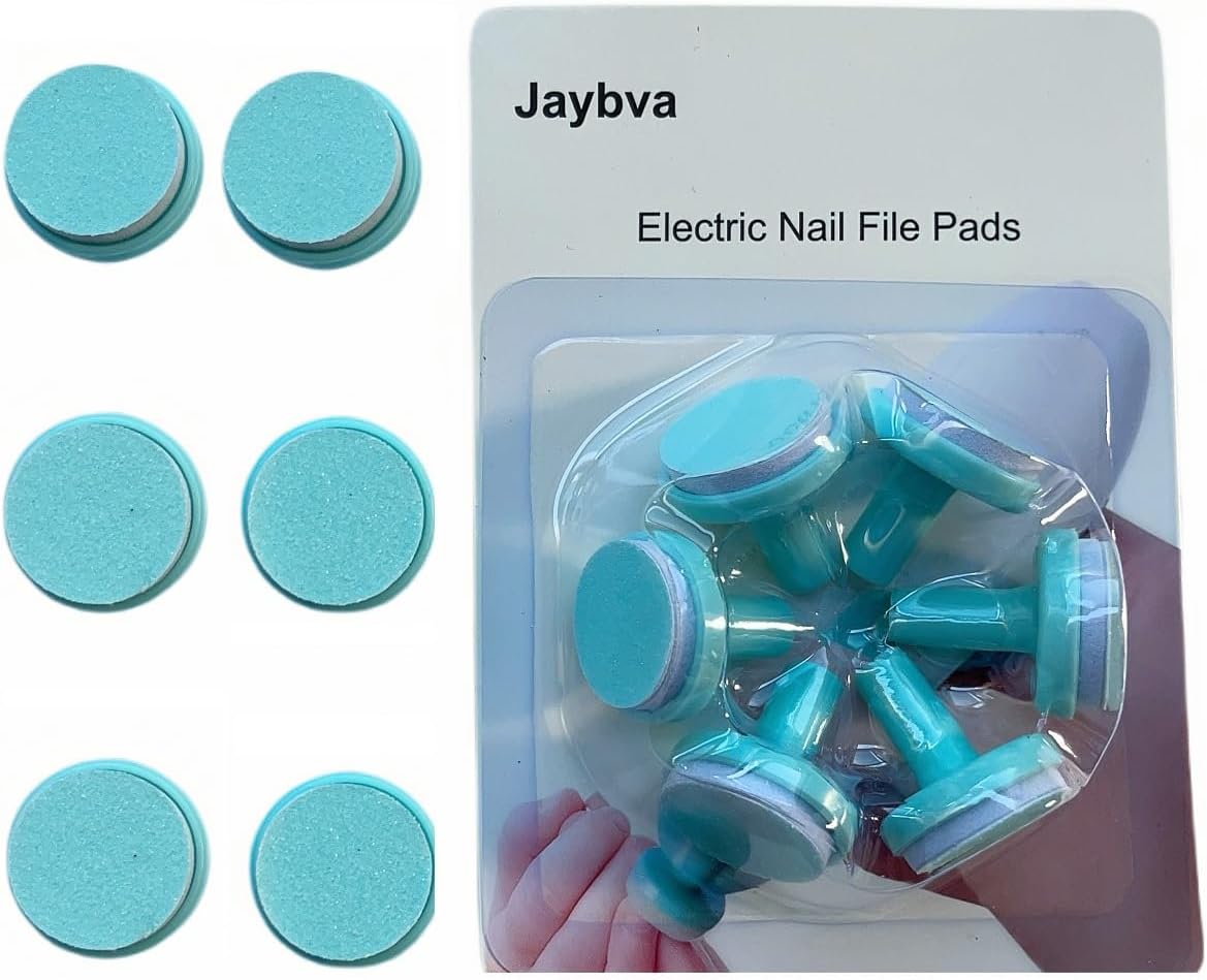 Baby Nail Trimmer Replacement Pads - Jaybva 6PCS Grinding Heads Polish Disc for Standard Electric Nail File Clippers and Cutter Kit Blue Pads for Children 6 Months Up