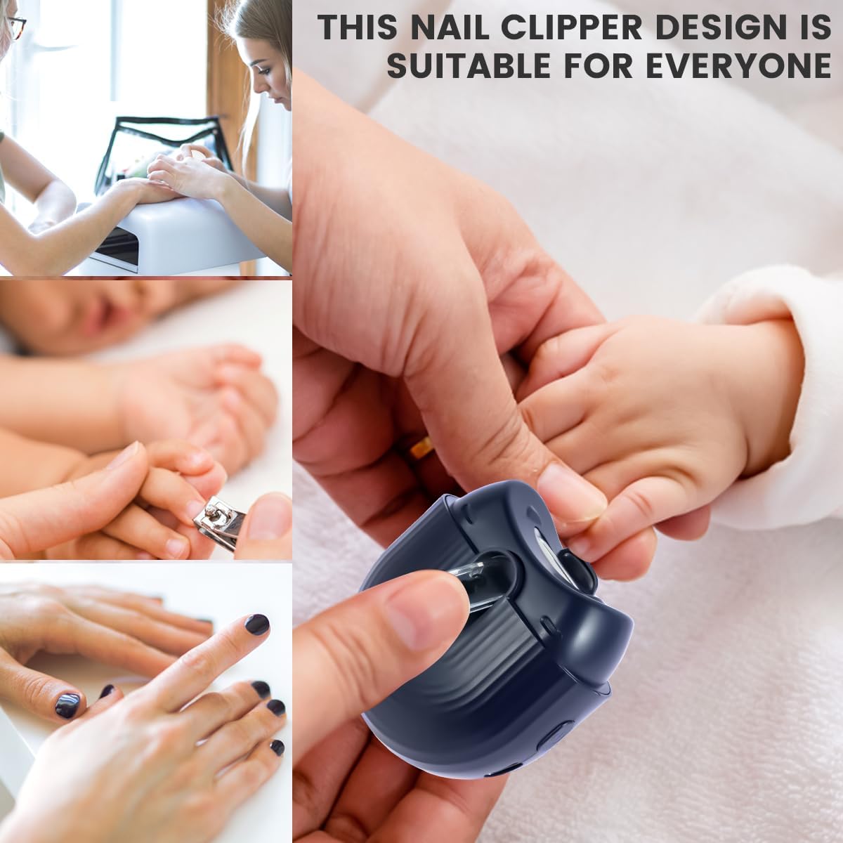 Electric Nail Clipper with Light&2 Speeds,Nail Clippers with Nail Scraps Storage,Portable Nail Clippers,Rechargeable Nail Cutter Safety Fingernail Trimmer for Baby (2 Pcs of Blue)