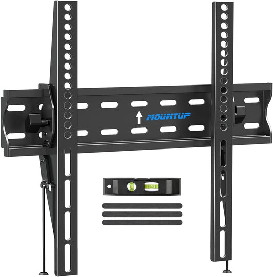 MOUNTUP UL Listed TV Wall Mount, Tilting TV Bracket for Most 26-60 Inch LED LCD OLED Flat/Curved TVs, Low Profile TV Mount Save Spacing - Fits 12" to 16" Stud, Max VESA 400x400mm up to 99 LBS, MU0007