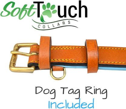 Soft Touch Collars Padded Leather Dog Collar, Large Brown - Genuine Real Leather, 24" Long x 1.5 Wide, Fits Neck Size 18" to 21" Inches