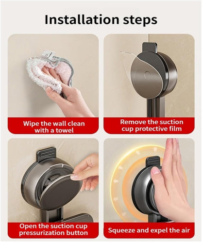 No Drill Bathroom Suction Cup Shelf, Shower Caddy Organizer for Shampoo & Soap