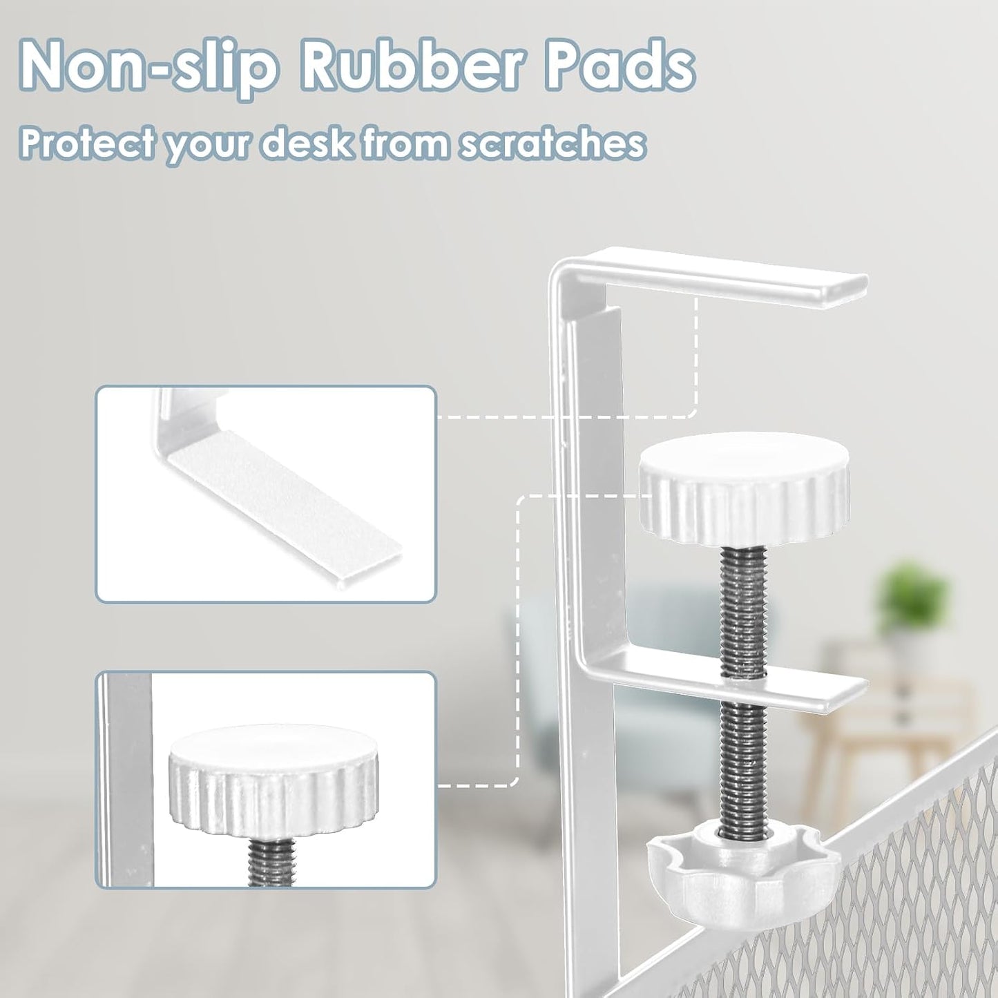 Cable Management, 64CM Cable Management Under Desk No Drill, Metal Cord Organizer with Clamp for Standing Desk, Cable Organizer for Home Office, White