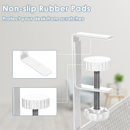 Cable Management, 64CM Cable Management Under Desk No Drill, Metal Cord Organizer with Clamp for Standing Desk, Cable Organizer for Home Office, White