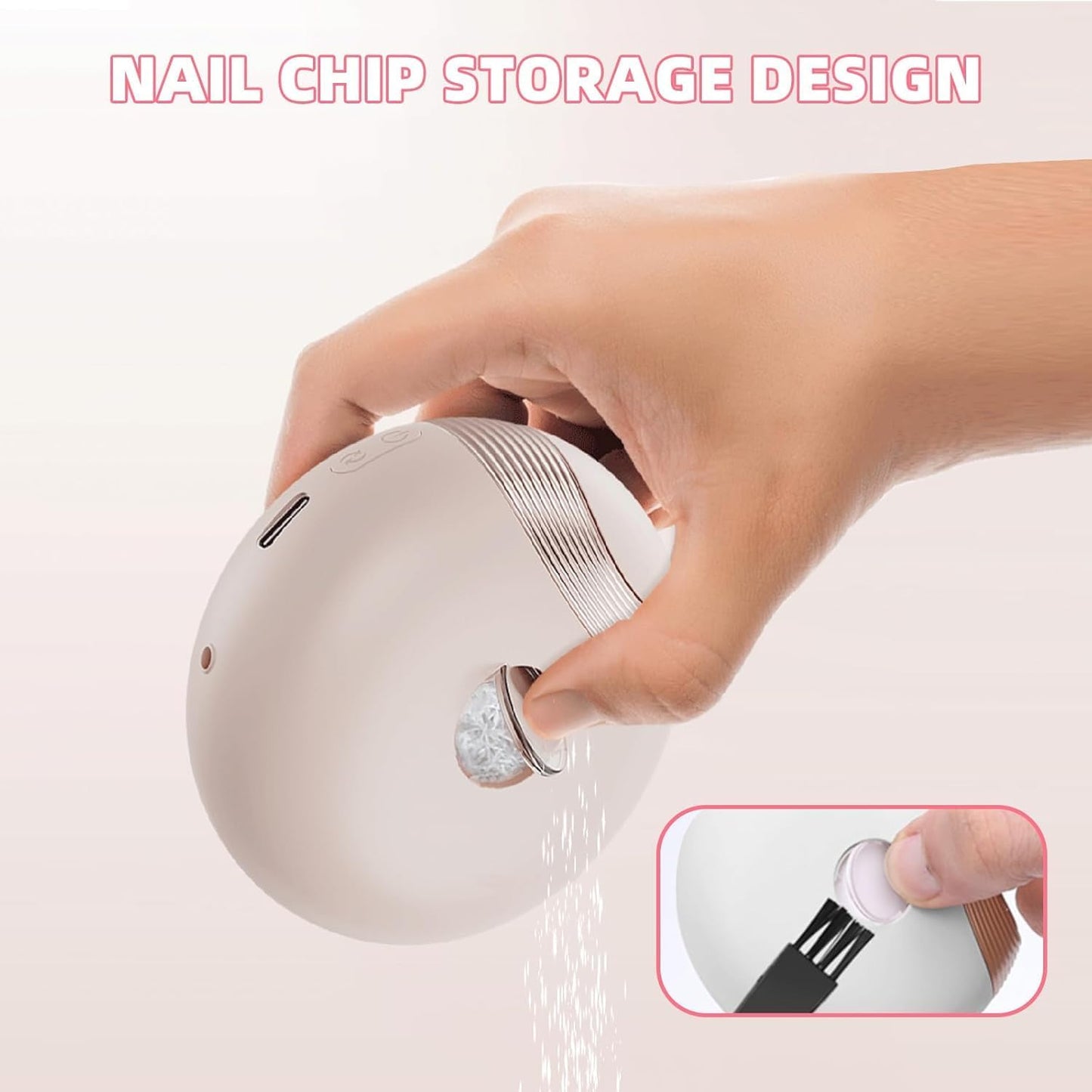 Electric Nail Clipper for Baby with LED Light, 2 in 1 Automatic Baby Nail Trimmer and File with Nail Scraps Storage for toddler, infant, Newborn, Adult, 2 Speeds, USB Rechargeable, White