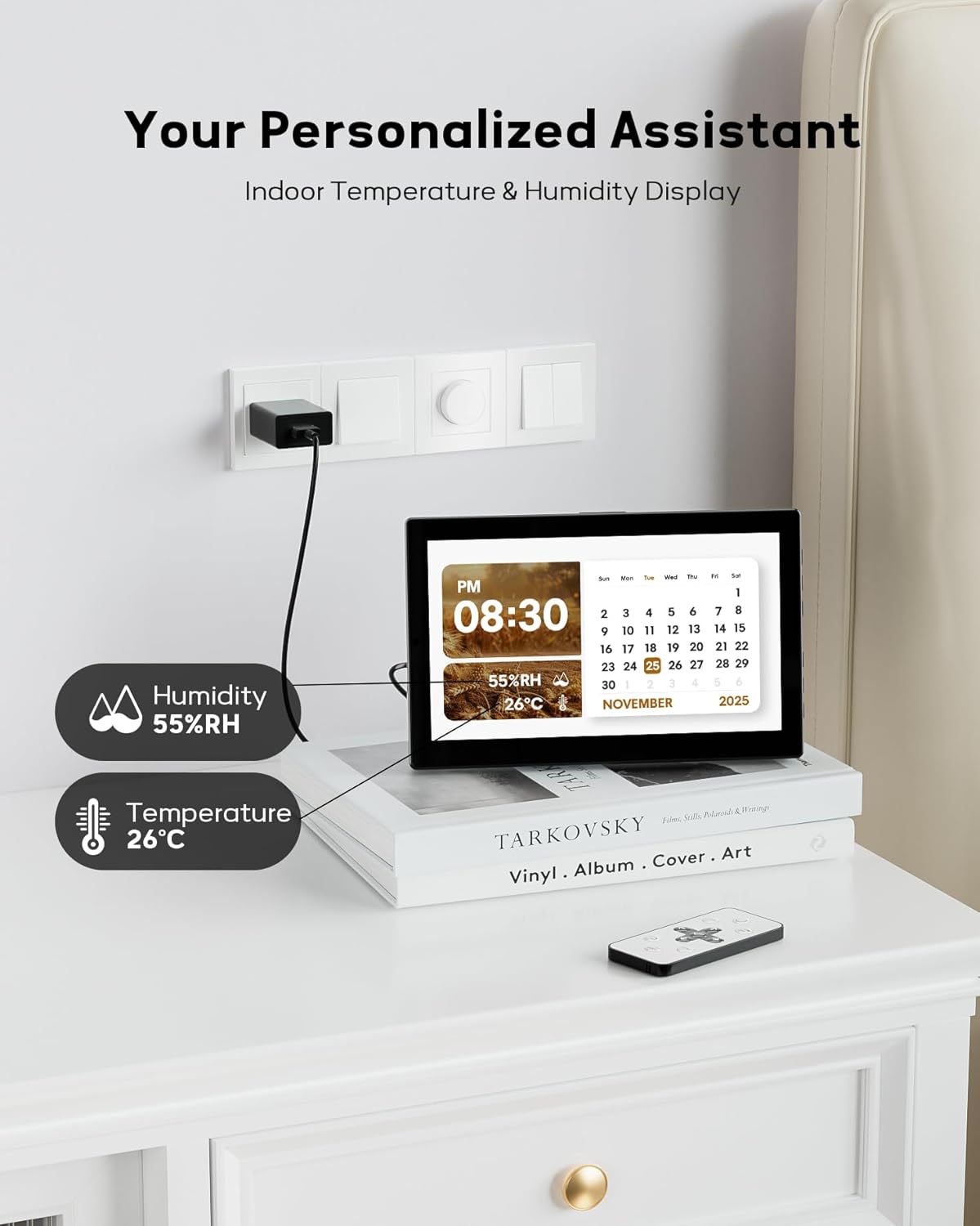 10.1'' Large Display Dementia Clock for Seniors, Calendar Clock with Remote Control,12 Themes, 20 Alarms, 20 Reminders, 6 Languages, Auto Dimming, 12/24 Hours, Indoor Temperature, Humidity