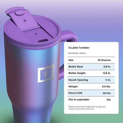 Insulated Tumbler with Straw Lid & Handle - 32oz (2 Lids) - Vacuum Leakproof Double Walled Stainless Steel Travel Mug Cup for Coffee Tea Water Hold Cold Iced Drinks - Fits Car Cup Holder