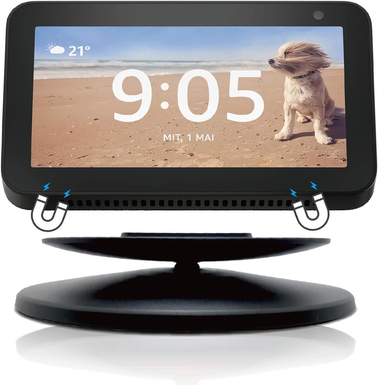 Sintron Smart Display Stand for Show 5 & Show 8 (1st Gen & 2nd Gen) - Adjustable Magnetic Stand Mount with 360 Degree Rotation, Tilt Function and Anti-Slip Base, Compatible with iPhone Models (Black)