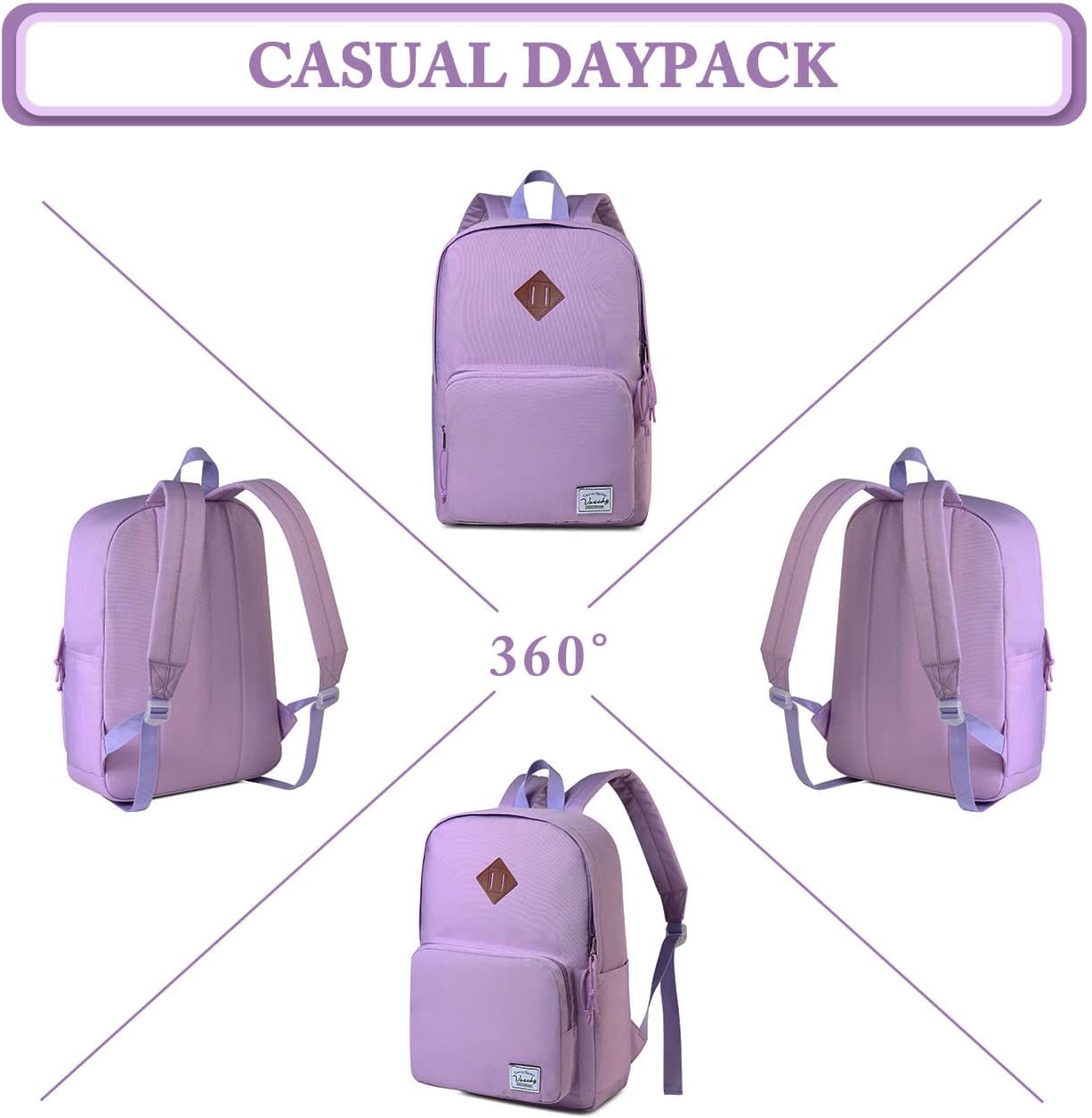 VASCHY Lightweight School Backpack for Women with Sleeve for 14" Laptop