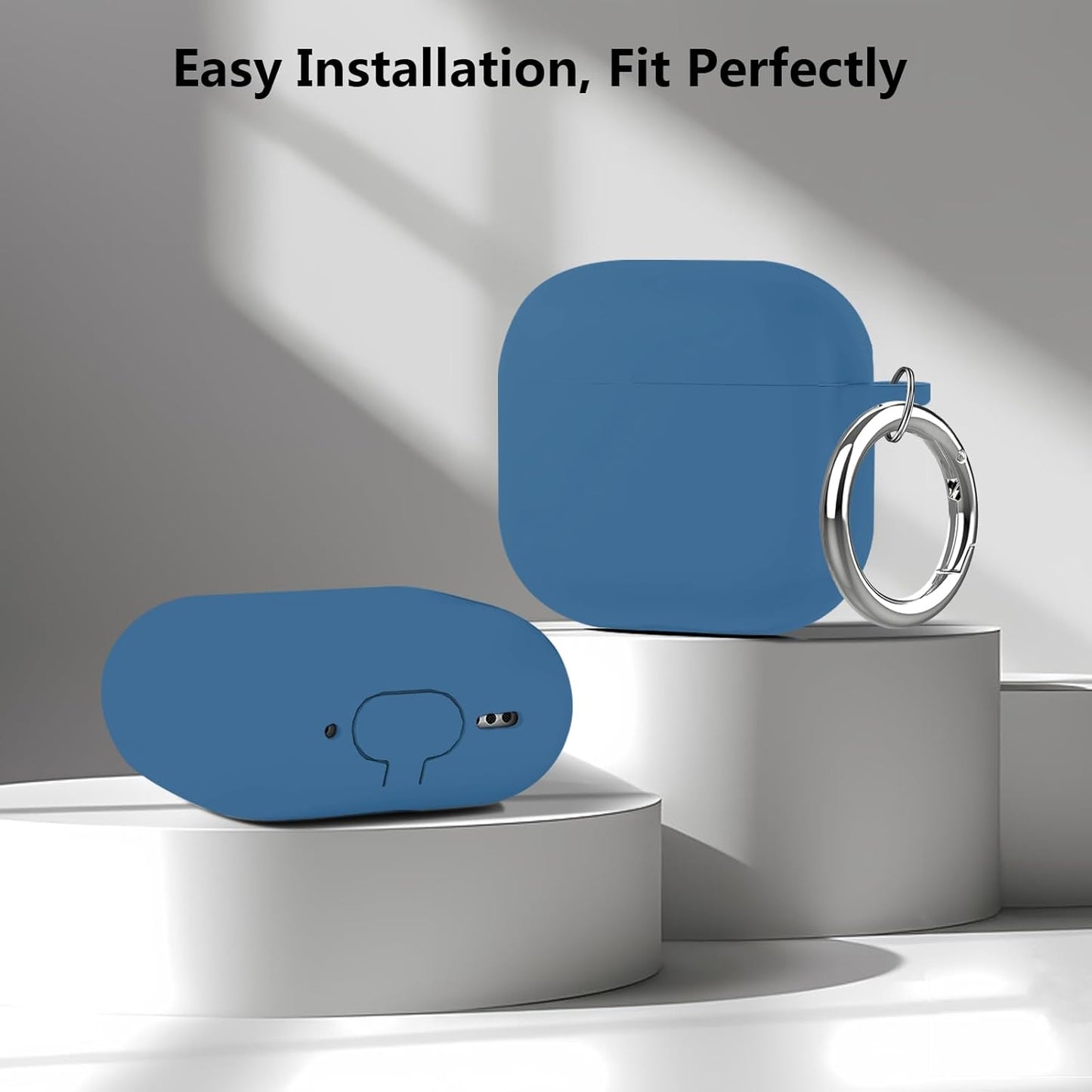 Aircawin for Airpods 4 Case Cover,Shockproof Case for Airpods 4th Generation Case Cover 2024,Premium Silicon Case with Keychain and Cleaing Pen for Airpods 4 Gen, Wireless Earphone Accessories-Blue
