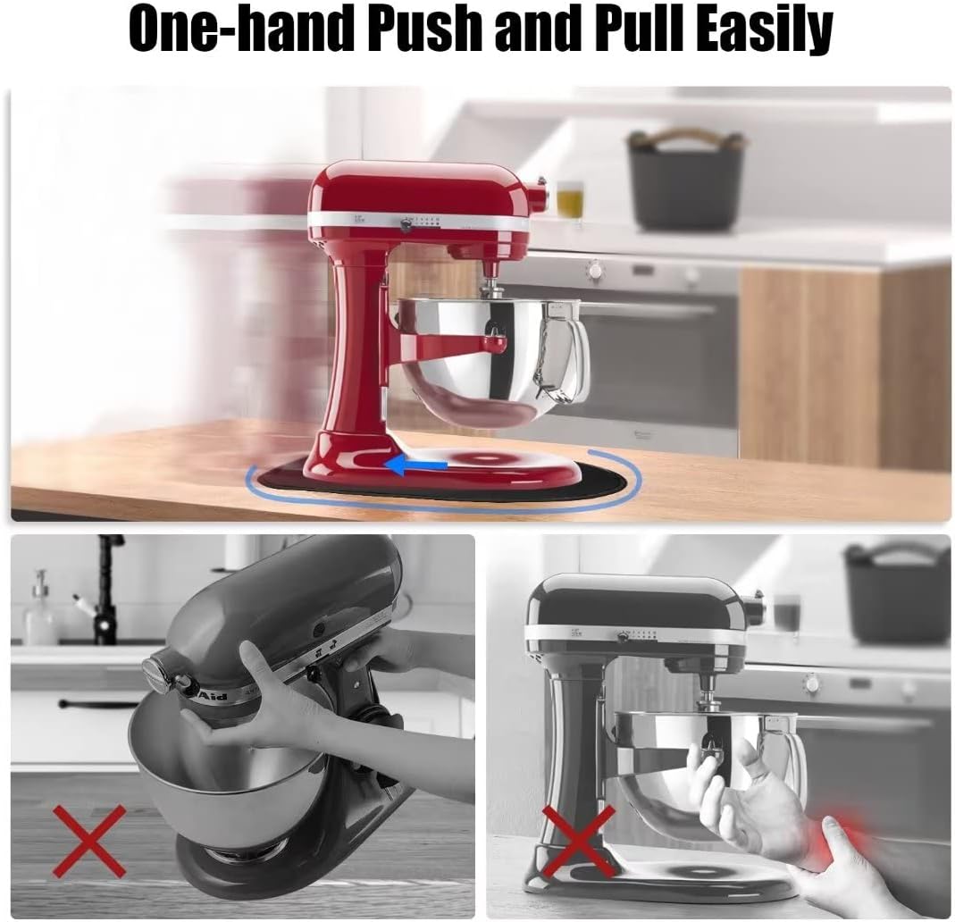 SAYAFAN Stand Mixer Slider Mat, Mixer Mover Sliding Mat for KitchenAid Professional 5/6/7/8 Qt Bowl-Lift Stand Mixer (for Bowl-Lift 5-8Qt, Black)