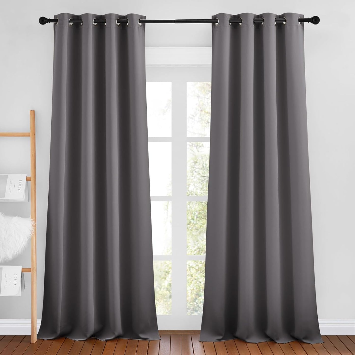 NICETOWN Blackout Curtains 2 Panels for Bedroom- Thermal Insulated Grommet Blackout Curtains 63 Inches Long for Living Room/Kitchen Rideaux occultants (2 Panels, W42 x L63 -Inch,Grey)