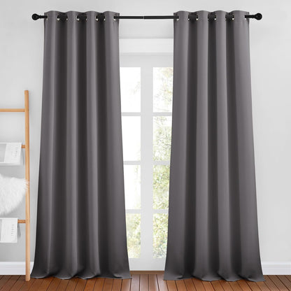 NICETOWN Blackout Curtains 2 Panels for Bedroom- Thermal Insulated Grommet Blackout Curtains 63 Inches Long for Living Room/Kitchen Rideaux occultants (2 Panels, W42 x L63 -Inch,Grey)