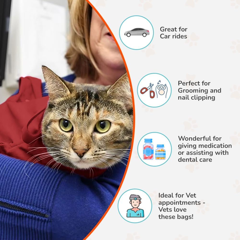 Cat-in-the-Bag Cozy Comfort Carrier - Small Caramel Pet Carrier for Cat and Cat Restraint for Medication Administration, Nail Clipping, Travel, Vet Visits, and Dental Care