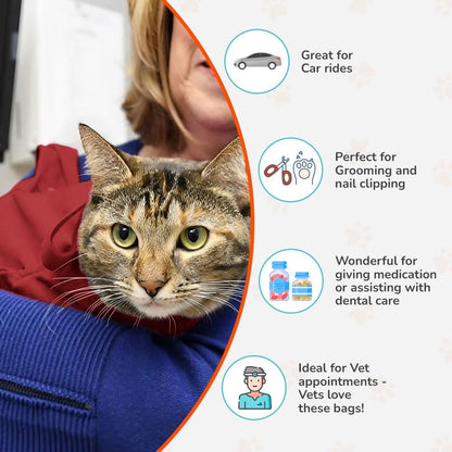 Cat-in-the-Bag Cozy Comfort Carrier - Small Caramel Pet Carrier for Cat and Cat Restraint for Medication Administration, Nail Clipping, Travel, Vet Visits, and Dental Care