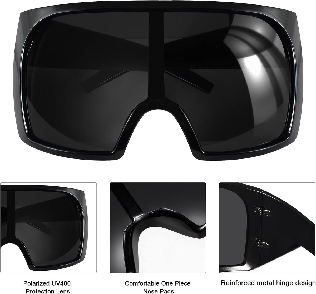Oversized Wrap Around Sunglasses for Women Men,Futuristic Rave Curved Lens Shades,Fashion Trendy Shield Sun Glasses 8060