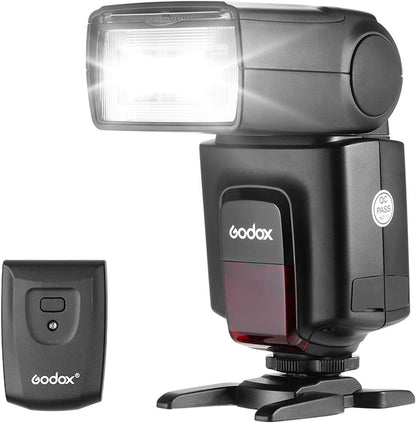 Godox TT520 II On-Camera Flash Electronic Speedlite + AT-16 2.4G Wireless Trigger Transmitter Guide Number 33 S1 S2 Modes Compatible with Canon Sony Nikon Fijifilm Olympus Cameras with Mi Hot Shoe