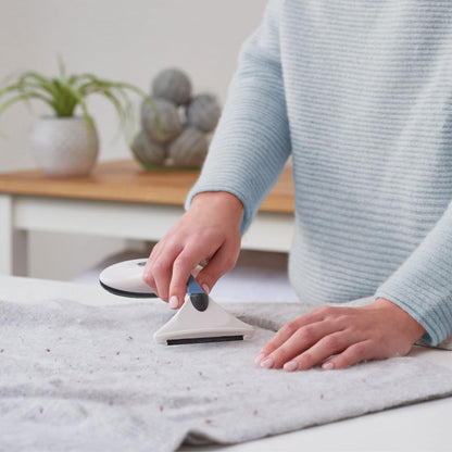 Fabric Shaver and Lint Brush Combo – Battery-Free Adjustable Depiller for Clothing, Sweaters, Upholstery, and Furniture (Slate Blue)