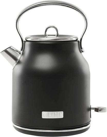 Haden 75041 Heritage 1.7 Liter (7 Cup) Stainless Steel Electric Kettle with Auto Shut-Off and Boil Dry Protection, Black/Copper