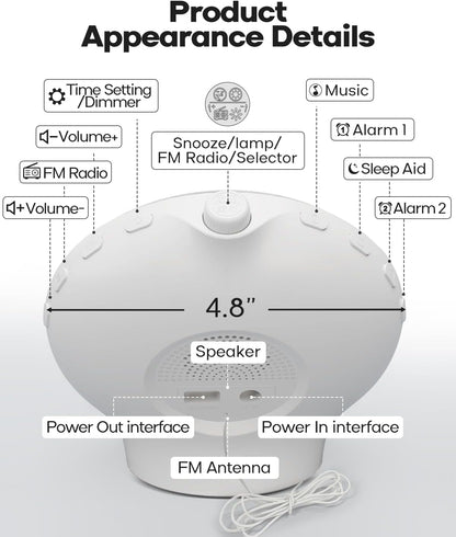 Sunrise Alarm Clock for Heavy Sleepers, Wake Up Light with Sunrise/Sunset Simulation, Dual Alarms & Natural Sounds, Snooze & Sleep Aid, FM Radio, 7 Colors Night Light for Bedroom, Ideal for Gift