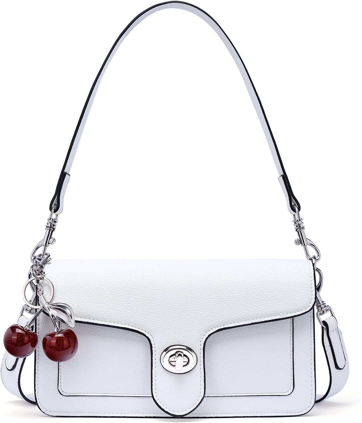 Lexiyat Purses for Women Trendy Crossbody Bags Leather Designer Handbags Travel Shoulder Cherry Bags Charm with 2 Straps