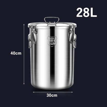 TRAGLO Rice Cereal Grain Canisters Stainless Steel Airtight Canisters Food Storage Bucket w/Handles+Lid for Kitchen Bean Flour Oil Sugar Milk 6L