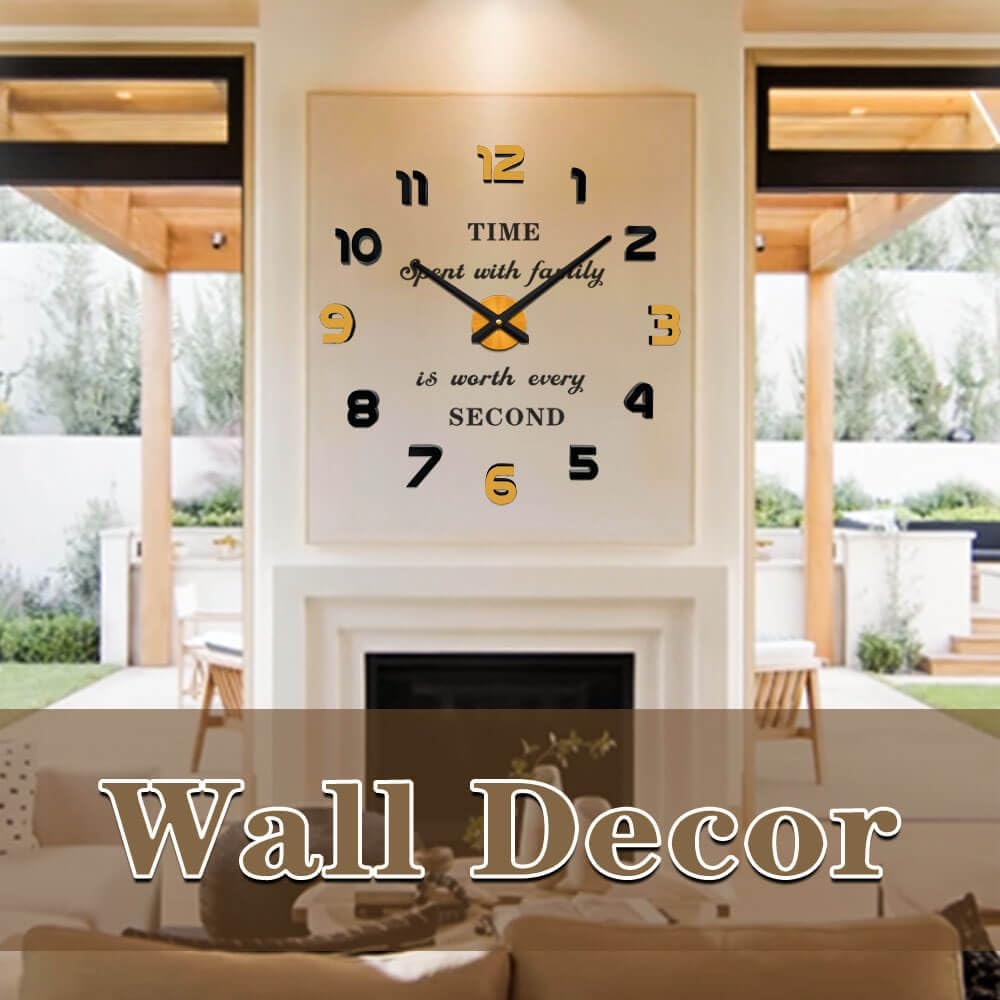 Vangold Modern 3D Acrylic Mirror Metal Luxury Frameless Large Wall Stickers Clocks Style Watches Hours DIY Room Decor Home Decorations