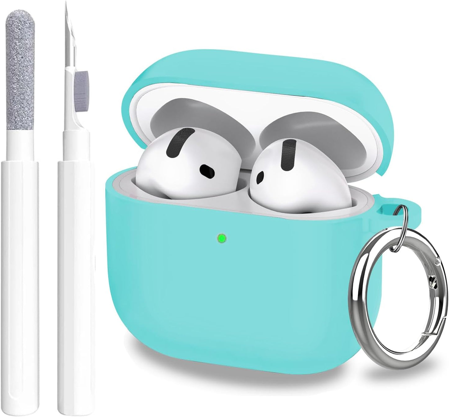 Aircawin for Airpods 4 Case Cover,Shockproof Case for Airpods 4th Generation Case Cover 2024,Premium Silicon Case with Keychain and Cleaing Pen for Airpods 4 Gen, Wireless Earphone Accessories-Blue
