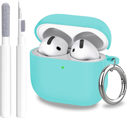 Aircawin for Airpods 4 Case Cover,Shockproof Case for Airpods 4th Generation Case Cover 2024,Premium Silicon Case with Keychain and Cleaing Pen for Airpods 4 Gen, Wireless Earphone Accessories-Blue