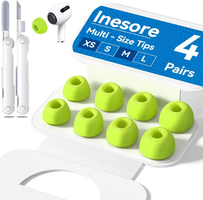 4 Pairs Replacement Ear Tips for AirPods Pro 2nd/1st Generation with Portable Storage Box & Cleaner Pen,Noise Reduction Holewith & Built-in dust Guard Screen,Silicone Ear Tips for AirPods Pro (White)