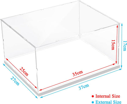 Thickened Clear Acrylic Display Case for Lego 10330 43268 76450 42170 10295 10353 Collectibles, Transparent Box Dustproof Protection with Wood-Plastic Base & String Light, Black Inside 40x20x20cm