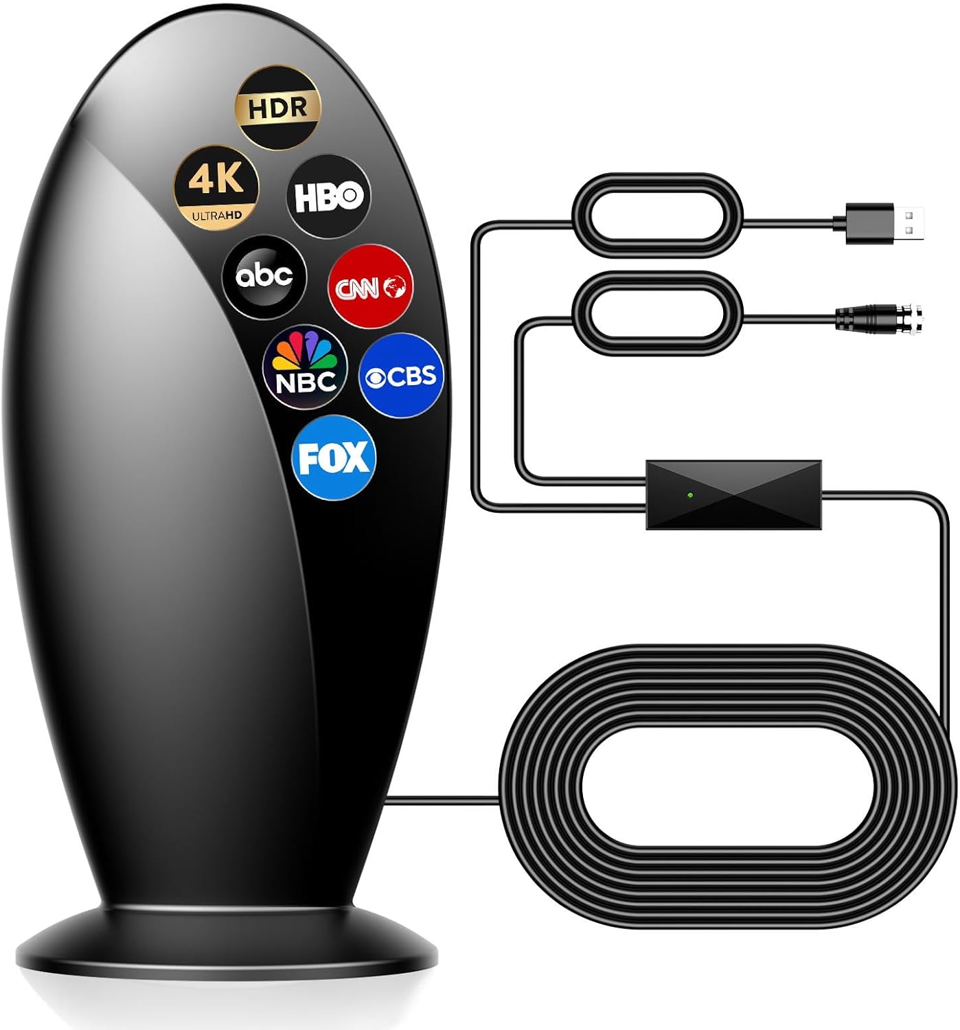 2025 Newest 1200+Miles Long Range Digital HDTV Antenna Indoor for Smart TV Local Channels, Support 1080p 2K 4K All TVs with 18Ft HD Cable-2