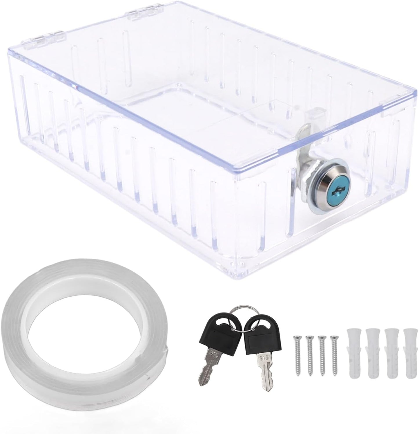 Universal Thermostat Lock Box, Universal Thermostat Guard with Clear Cover, Key, Clear Large Thermostat Guard for Wall, Large Universal Home Locking Thermostat Guard for Thermostat On Wall