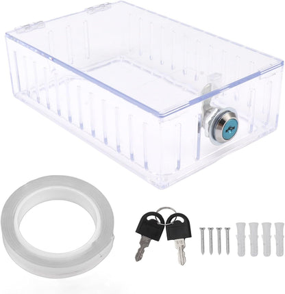 Universal Thermostat Lock Box, Universal Thermostat Guard with Clear Cover, Key, Clear Large Thermostat Guard for Wall, Large Universal Home Locking Thermostat Guard for Thermostat On Wall