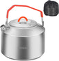 REDCAMP 1.6L Outdoor Camping Kettle, Lightweight Stainless Steel Water Pot with Carrying Bag, Compact Camp Tea Kettle Coffee Pot for Hiking Picnic Camping