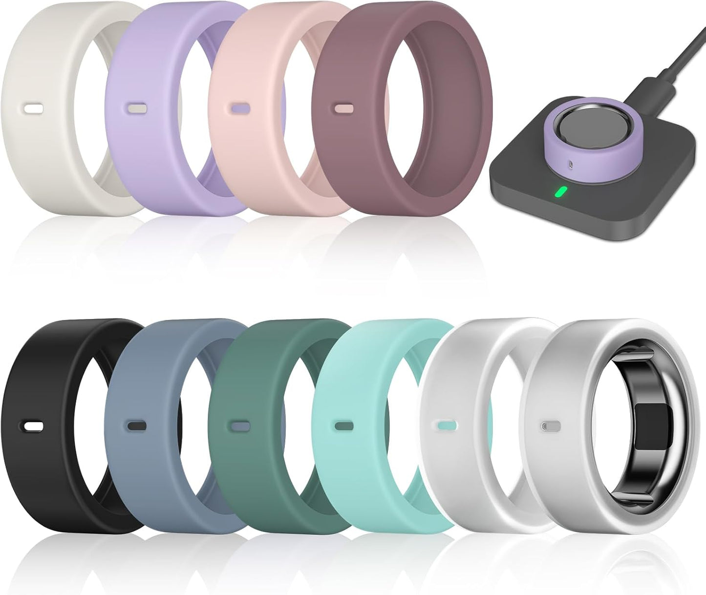 10 Pack Cover Compatible with Oura Ring Gen 4/Oura Ring Gen 3/3 Horizon, Surport Charging with Cover on, Anti-Scratch Elastic Silicone Rings Protector for Men Women Working Out Gym